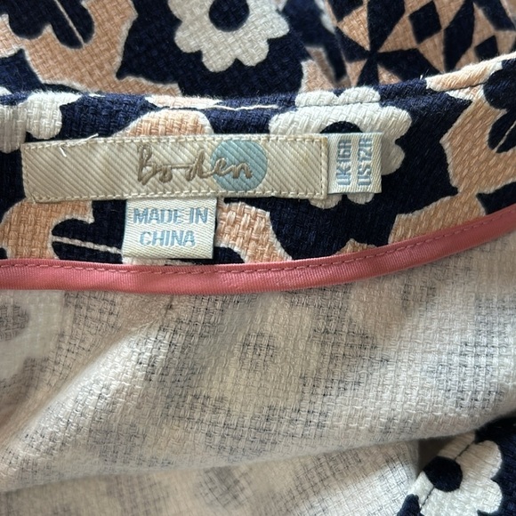 Boden Women's Pippa Floral Shift Knee Length Dress Pockets Navy Blue Peach Sz 12 - Picture 9 of 14